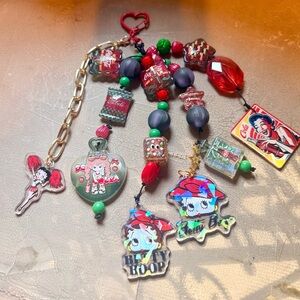 Betty Boop Cherry Red Multi-Charms book/bag charm Keychain